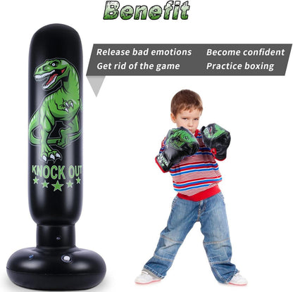 Dinosaurier Boxsack Kinder 160 cm mit Boxhandschuhen - MMA