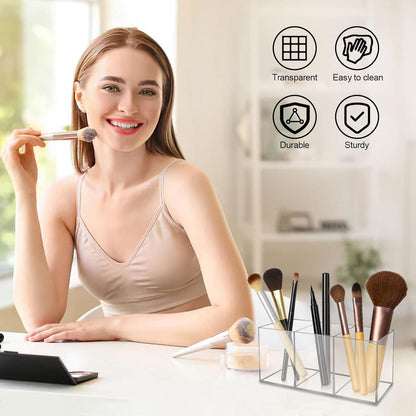 Acrylic Pinselhalter Make Up Organizer 3 Fächer Transparent Organizer für Pinsel Lippenstift Eyeliners