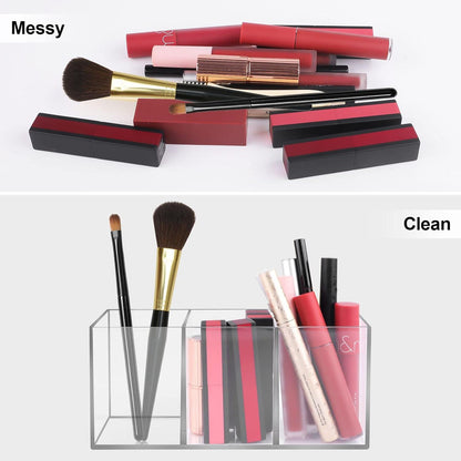 Acrylic Pinselhalter Make Up Organizer 3 Fächer Klar Schminktisch Zubehör