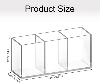 Acrylic Pinselhalter 3 Fächer Make Up Organizer Klarer Schminktisch