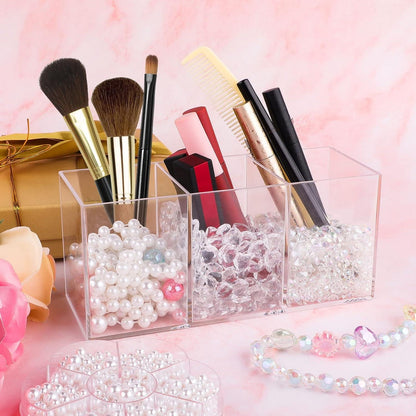Acrylic Pinselhalter Make Up Organizer 3 Fächer Klar Schminktisch Zubehör