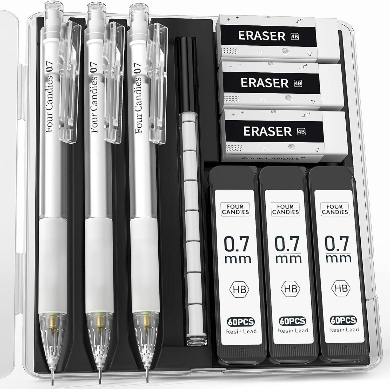 Pastell Druckbleistift Set mit Etui und Zubehör 0,7mm HB