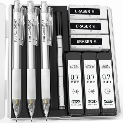 Pastell Druckbleistift Set mit Etui und Zubehör 0,7mm HB