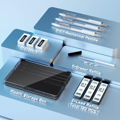 Pastell Druckbleistift Set mit Etui und Zubehör 0,7mm HB