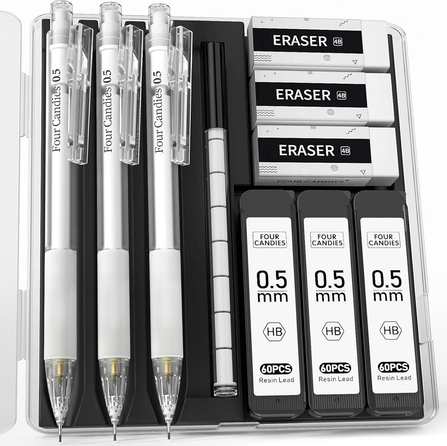 Pastell Druckbleistift Set mit Etui und Zubehör 0.5mm Bleistifte für
