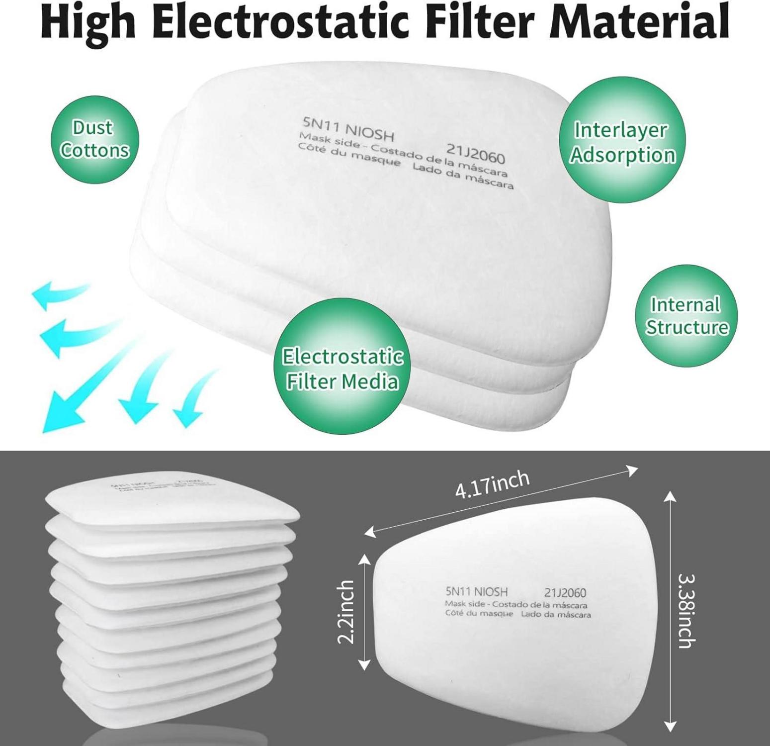 50x 5N11 Filter-Baumwoll-Atemschutzmasken für Gasmasken der Serie