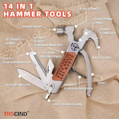 Multitool Hammer 14-in-1 Mini Werkzeug Vatertagsgeschenk Papa Geburtstag
