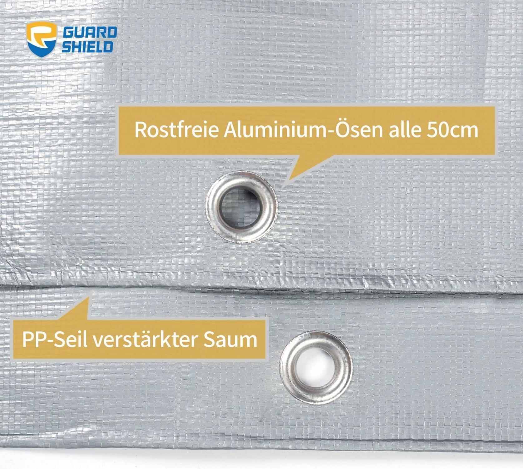 Abdeckplane 4m x 6m GUARD SHIELD Wasserdicht 160g/m² Grau UV-stabilisiert