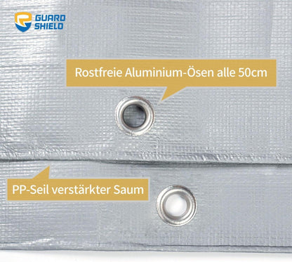 GUARD SHIELD Abdeckplane Wasserdicht 4m x 5m Grau 160g/m² UV-stabilisiert Schimmelresistent