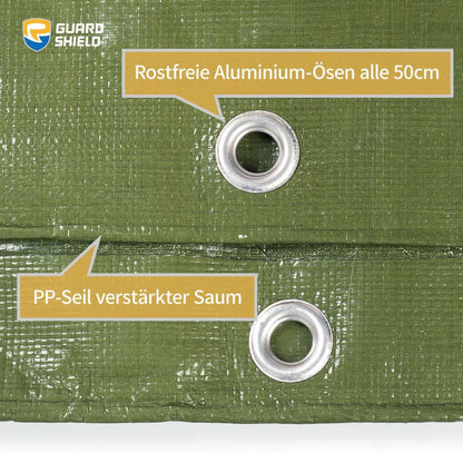 GUARD SHIELD Abdeckplane Wasserdicht 3x3m Grün 160g/m² UV-stabilisiert Schutzplane