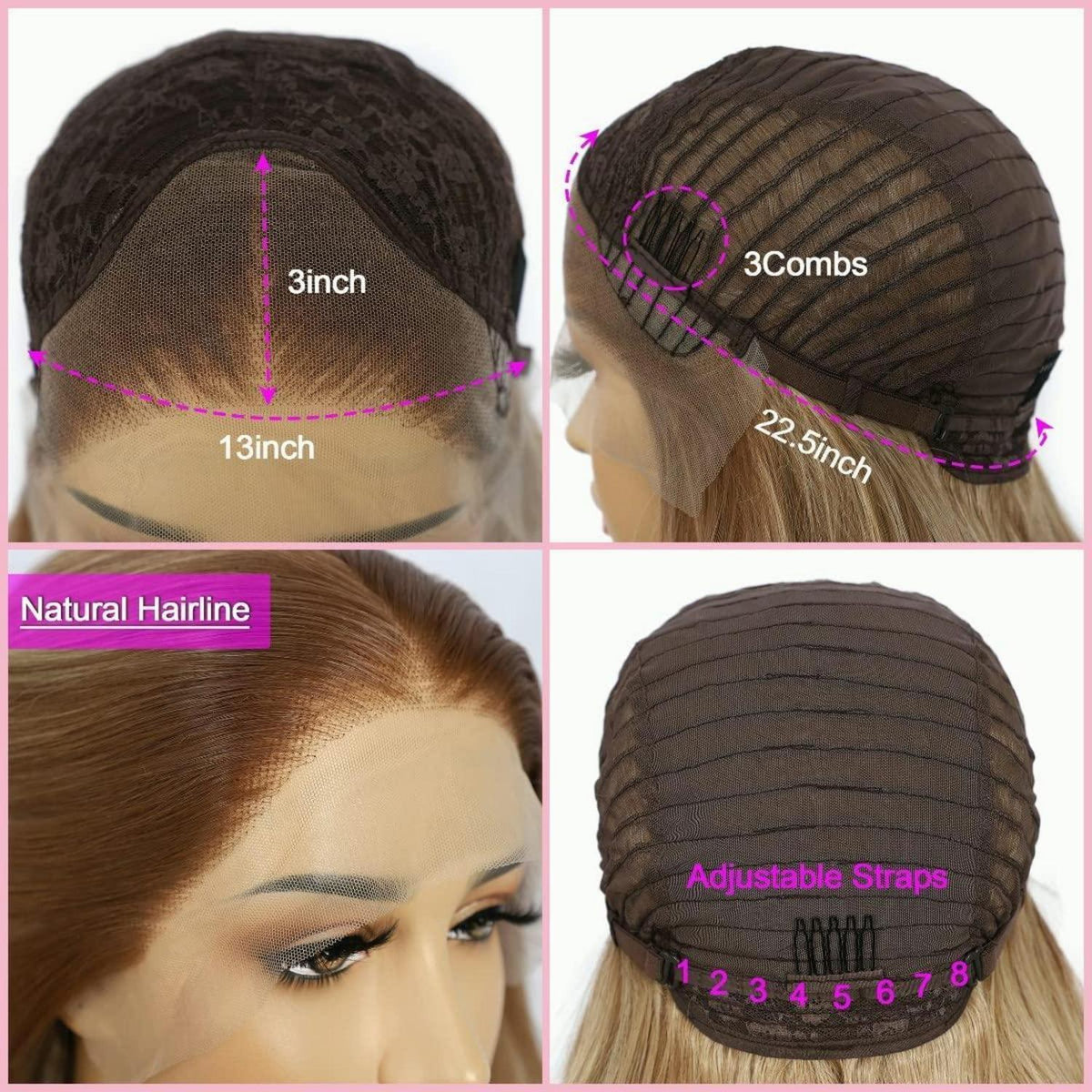 Blond Wellige Lace Front Perücke mit Highlights – 26 Zoll