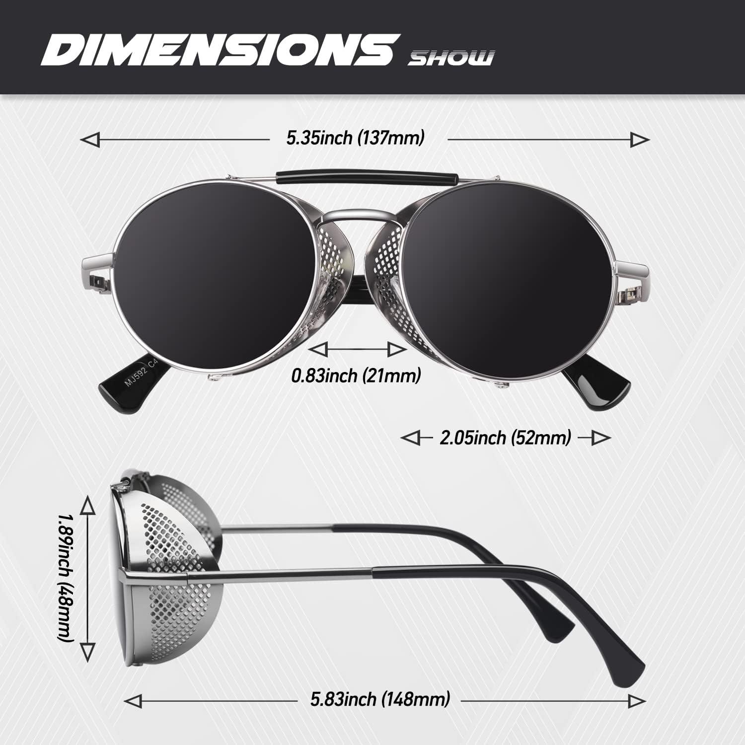 CGID Retro Steampunk Sonnenbrille Polarisiert Rund Metallrahmen