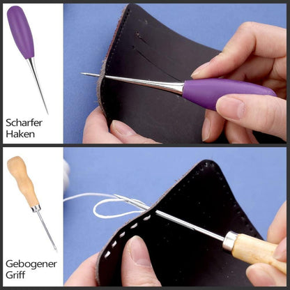 38-teiliges Polsterreparaturset mit Nähgarn, Nadeln, Ahle & Fingerhut