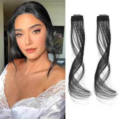 Clip-in Pony mit seitlichen Luftschläfen – Natürliches Schwarz, 30cm