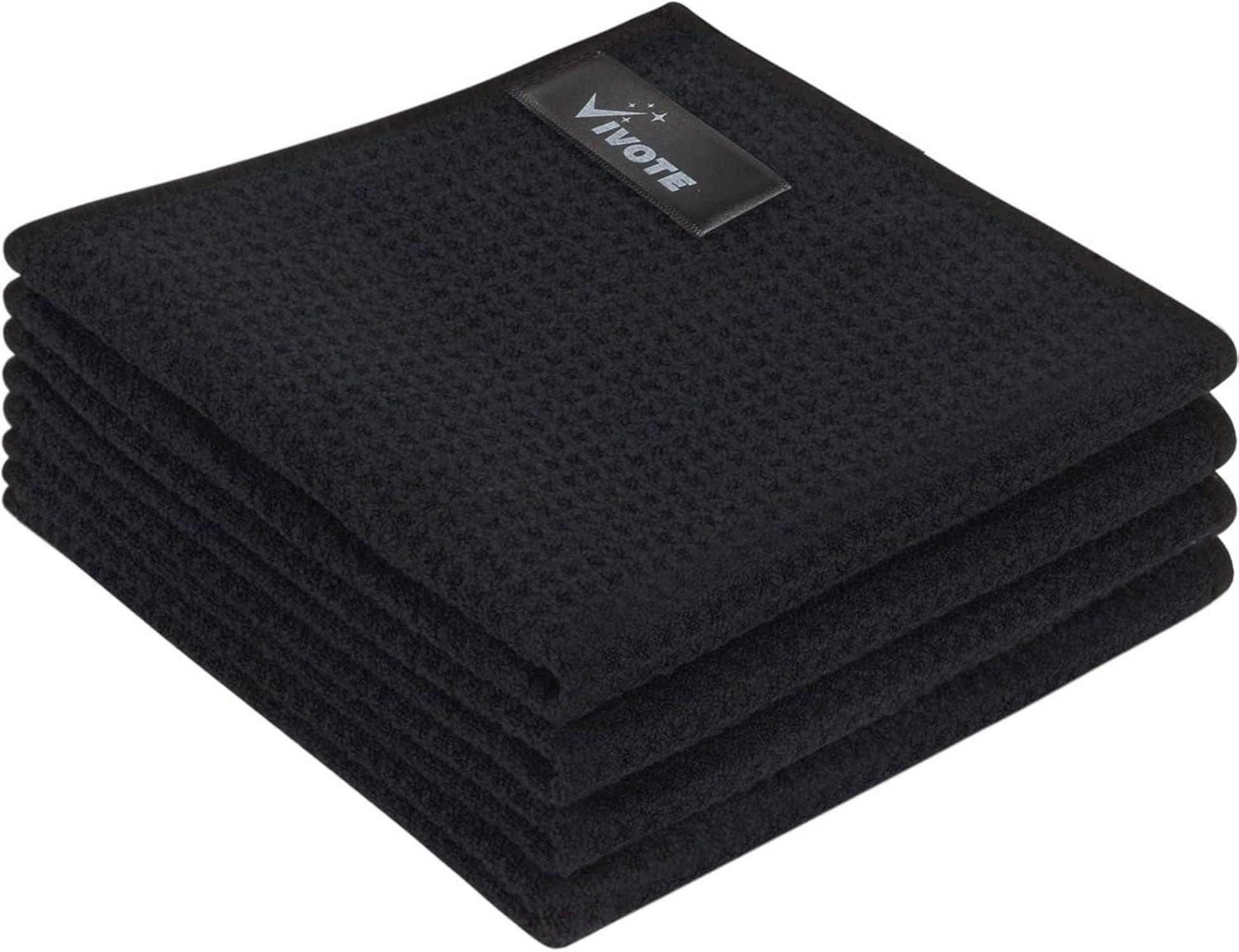 Mikrofasertücher Schwarz Waffeltuch 30x30cm 4er Set