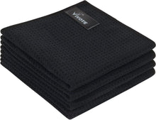 Mikrofasertücher Schwarz Waffeltuch 30x30cm 4er Set