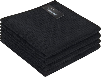 Mikrofasertücher Schwarz Waffeltuch 30x30cm 4er Set