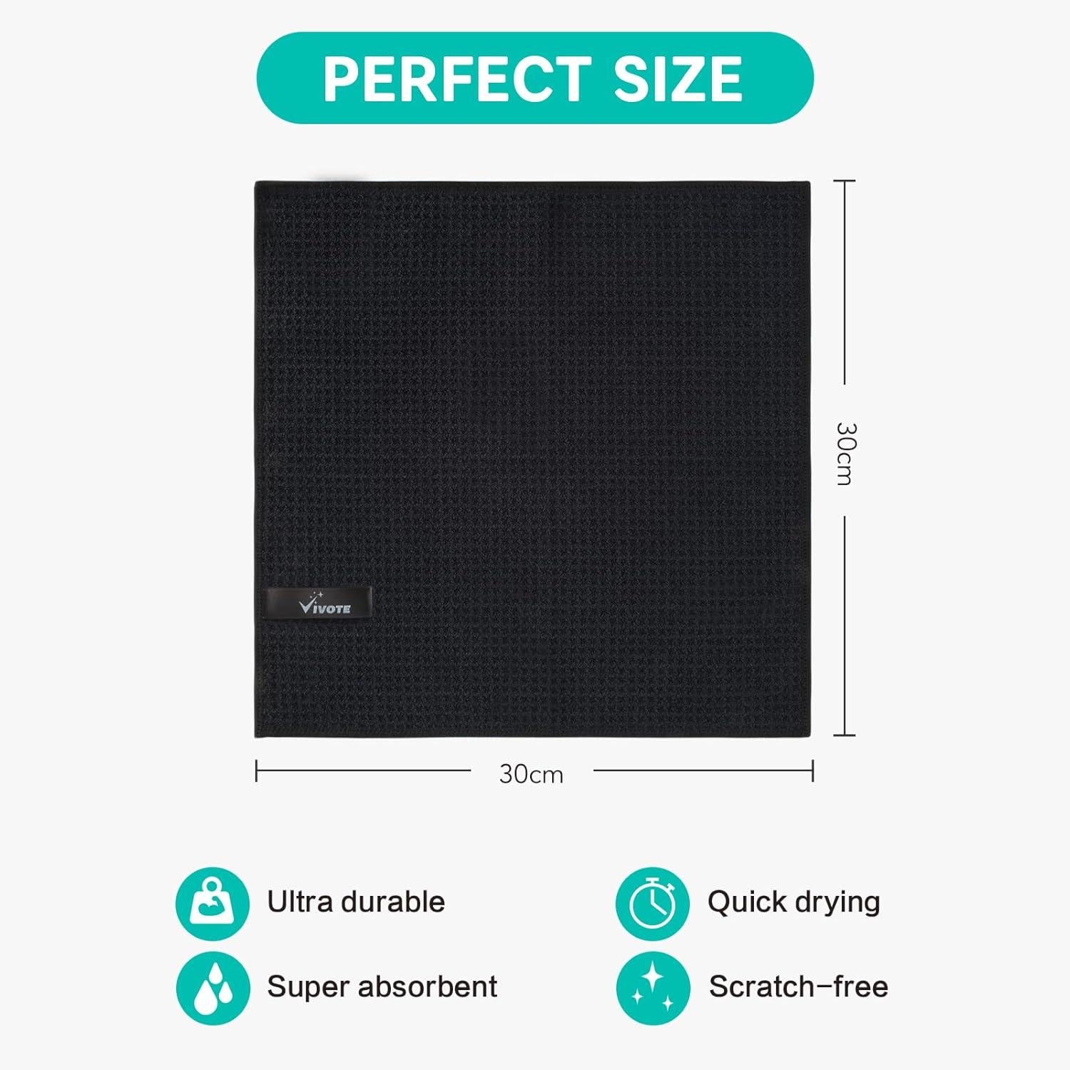 4er Set Mikrofasertücher Schwarz 30x30cm Barista Spültücher Fusselfrei