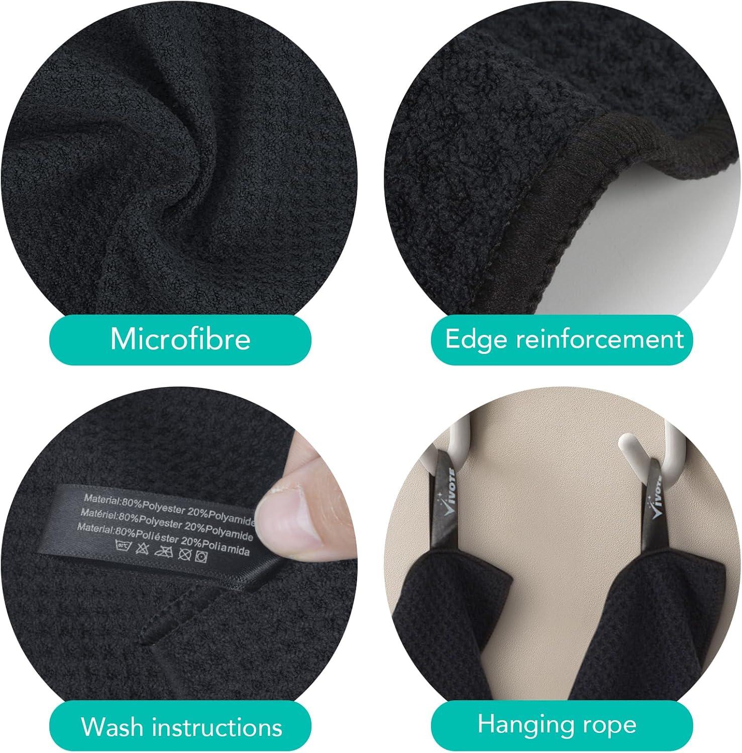 4er Pack Mikrofasertücher Schwarz 30x30 cm - Hochwertiges Waffeltuch für Küche & Barista