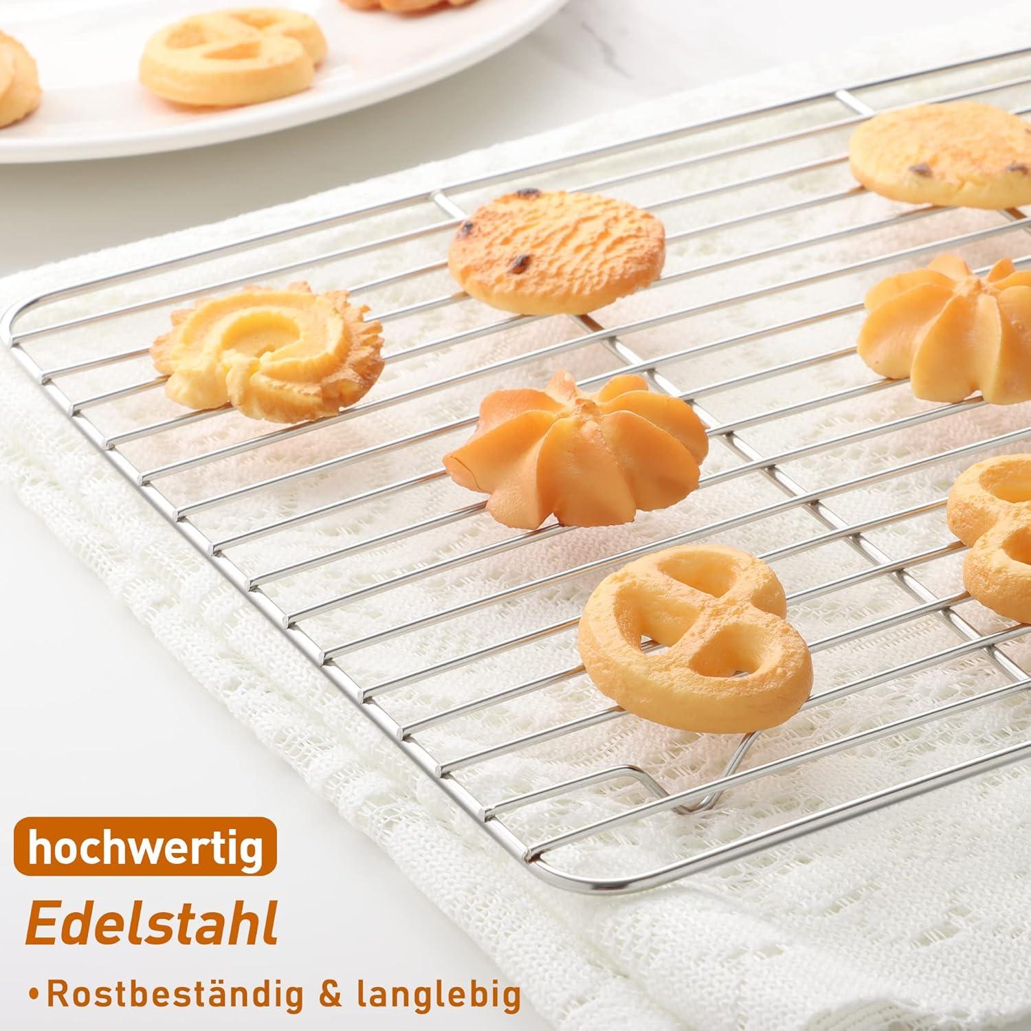 Herogo Abkühlgitter Set Edelstahl Backbleche 4 Größen Rostfrei & Spülmaschinenfest