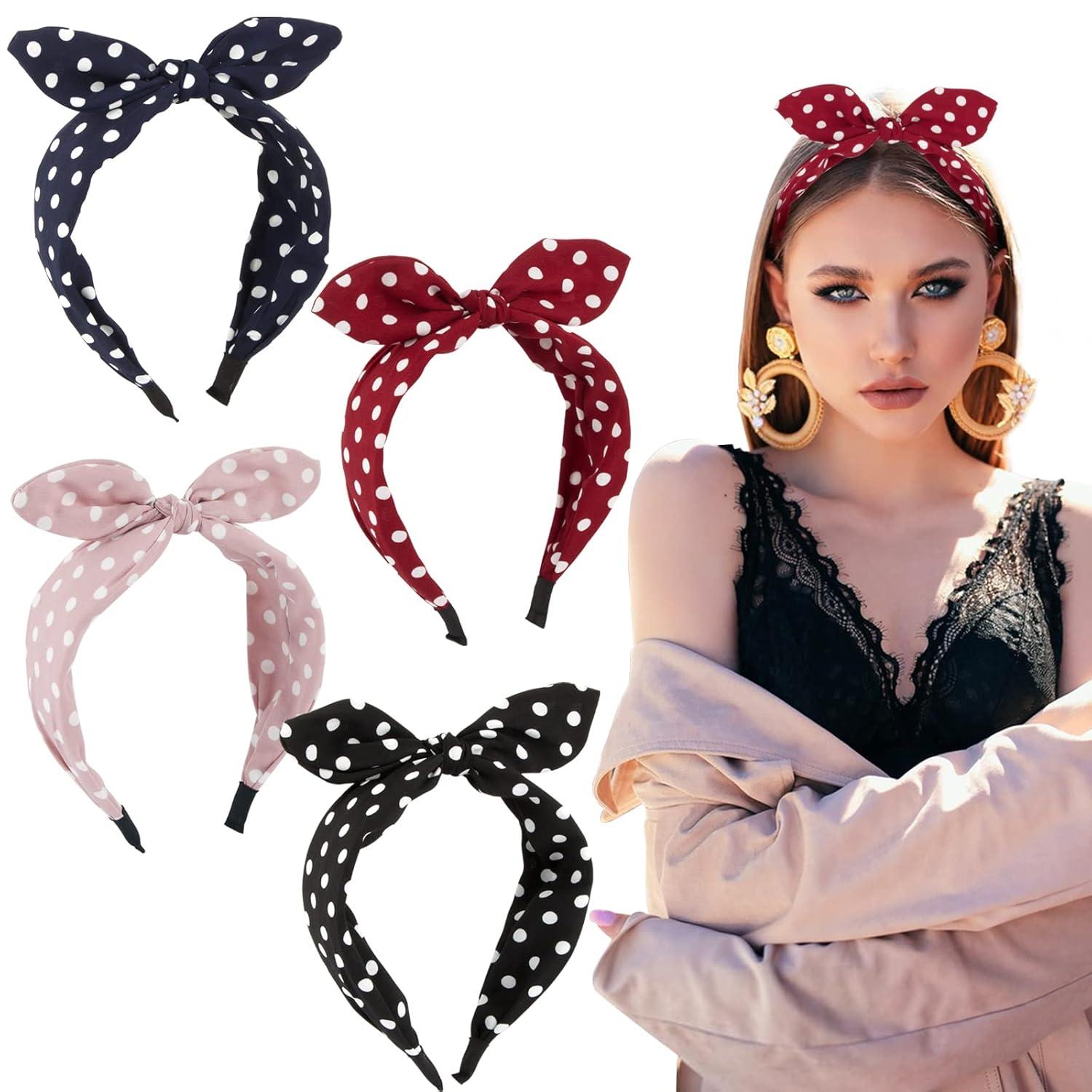 Vintage Haarreifen Punkte Schleife Damen Haarband