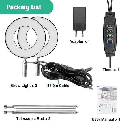 Idealife LED Pflanzenlampe Vollspektrum 2 * 42 LEDs Zeitschaltuhr USB Adapter