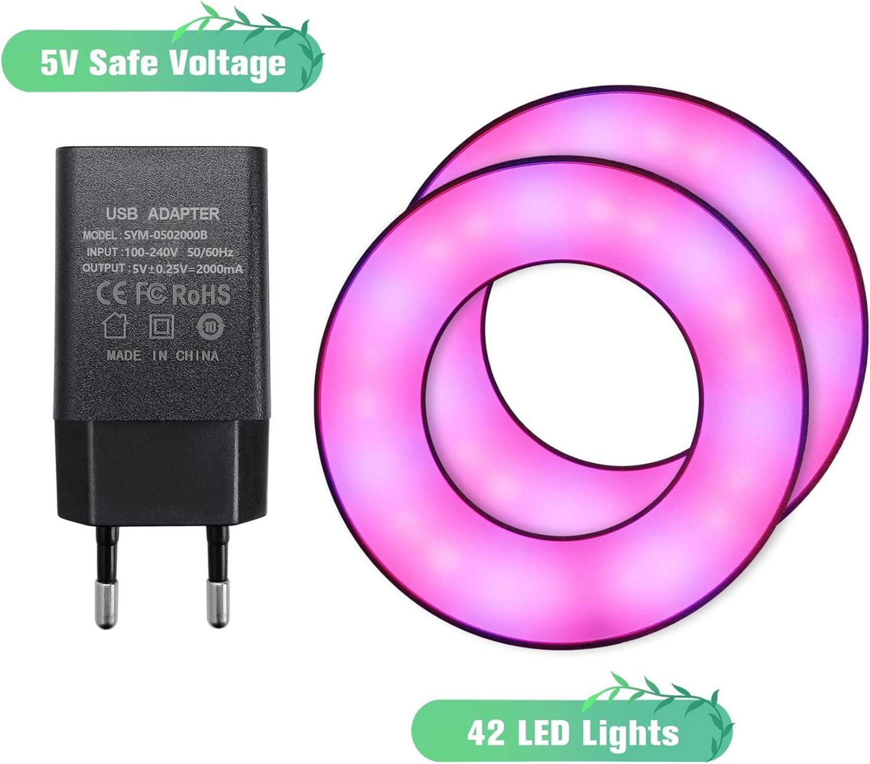 Idealife Pflanzenlampe LED Vollspektrum 2*42 LEDs Zeitschaltuhr USB Adapter