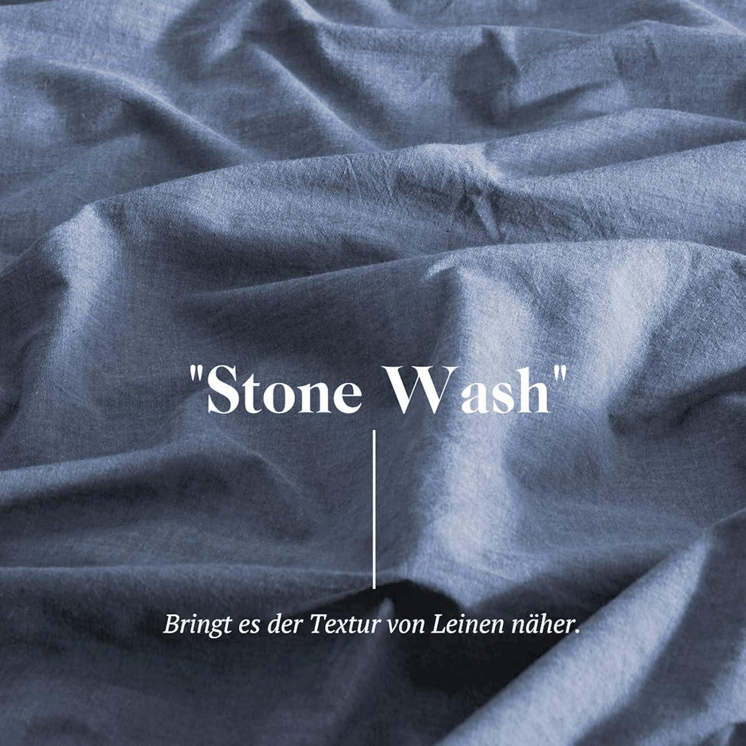 Bettwäsche-Set 135x200 Baumwolle Denim Blue Stone Washed