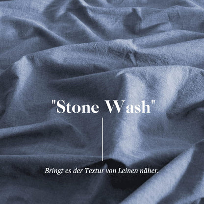 Bettwäsche-Set 135x200 Baumwolle Denim Blue Stone Washed