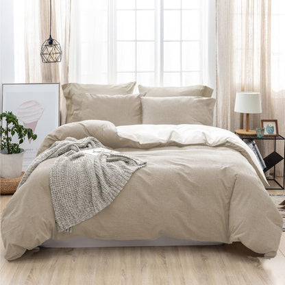 Bettwäsche Set 200x200 Baumwolle 3tlg Aprikose Stone Washed