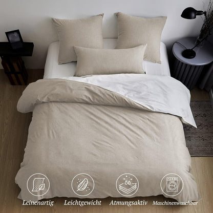 SOULFUL Bettwäsche Set 200x200 Baumwolle Aprikose Stone Washed