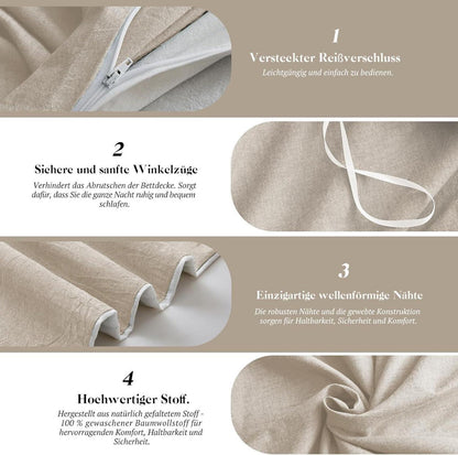 Bettwäsche-Set 200x200 Baumwolle Aprikose Stone Washed