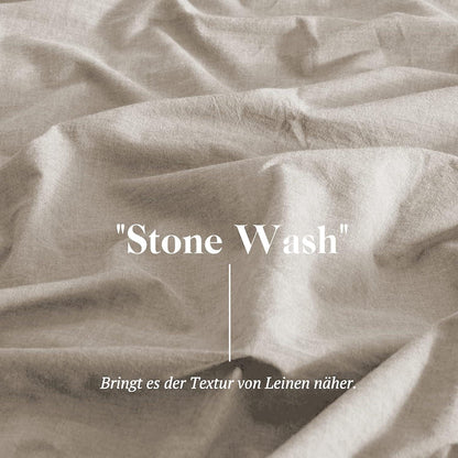 SOULFUL Bettwäsche 135x200 Baumwolle 4tlg Aprikose Stone Washed