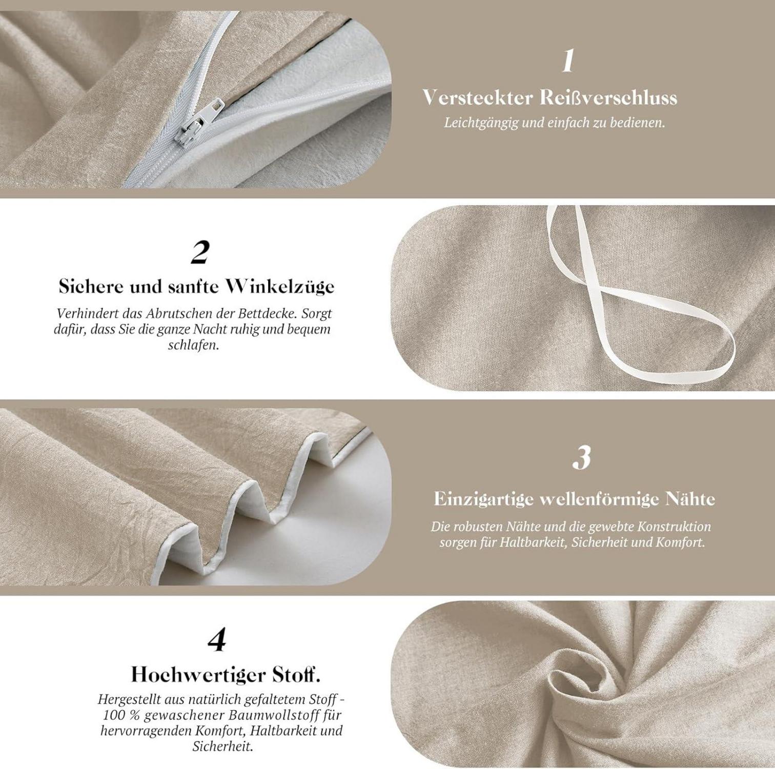 Bettwäsche-Set 135x200 Baumwolle Aprikose Stone Washed