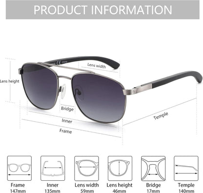 Sonnenbrille Retro Holz Metall Polarisiert UV 400-Schutz