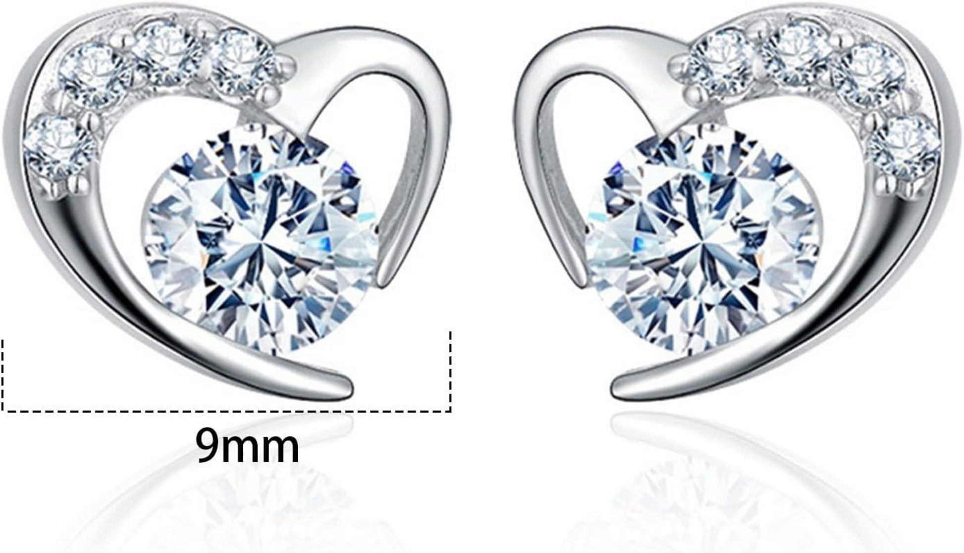 Silber Kristall Herz Armband Ohrringe Set verstellbar