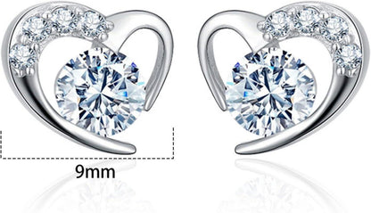 Silber Kristall Herz Armband Ohrringe Set verstellbar