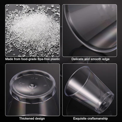 Hejo 100 Stück Plastik Schnapsgläser 5cl/50ml PS Material Wiederverwendbarer Trinkbecher
