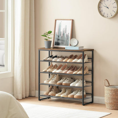 HOOBRO 5-lagiges verstellbares Schuhregal für 12-16