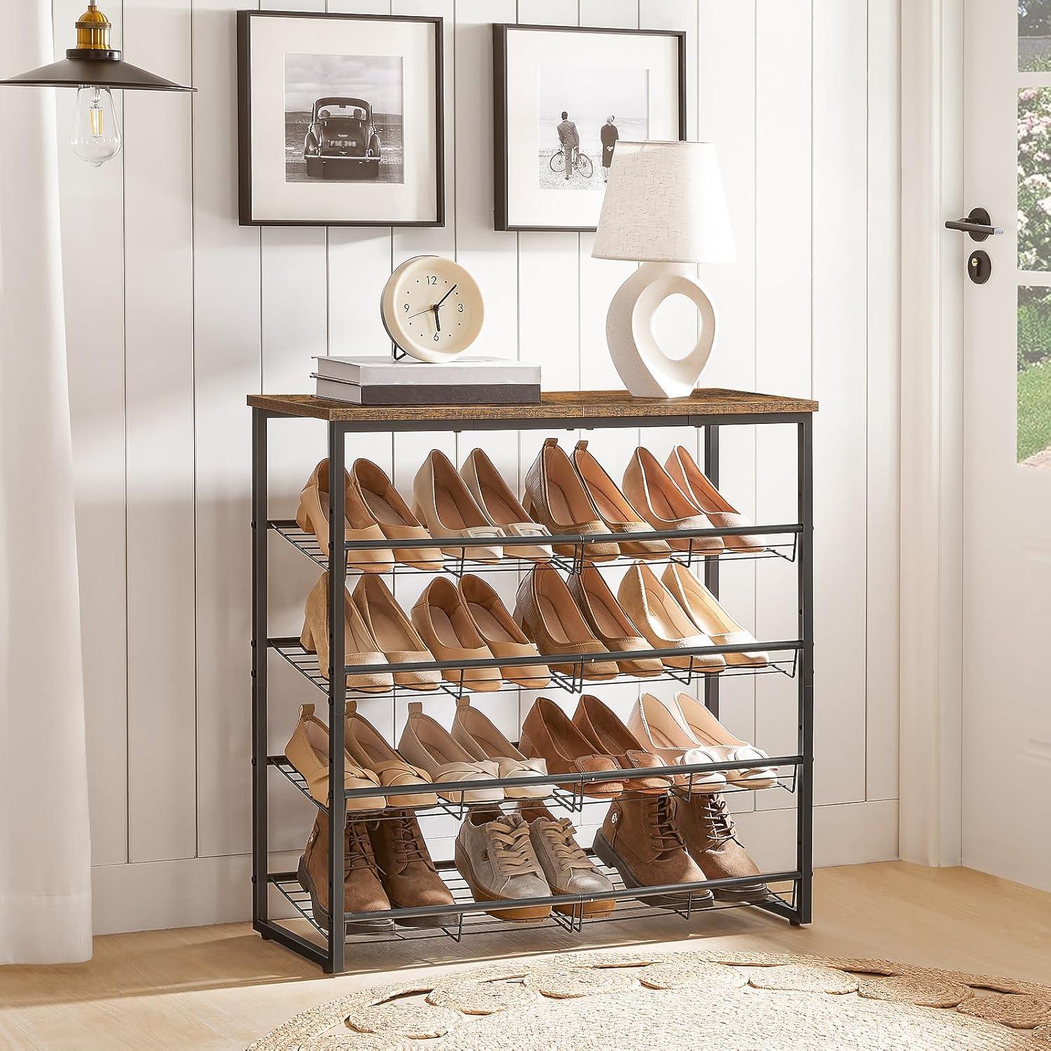 HOOBRO 5-lagiges verstellbares Schuhregal für 12-16