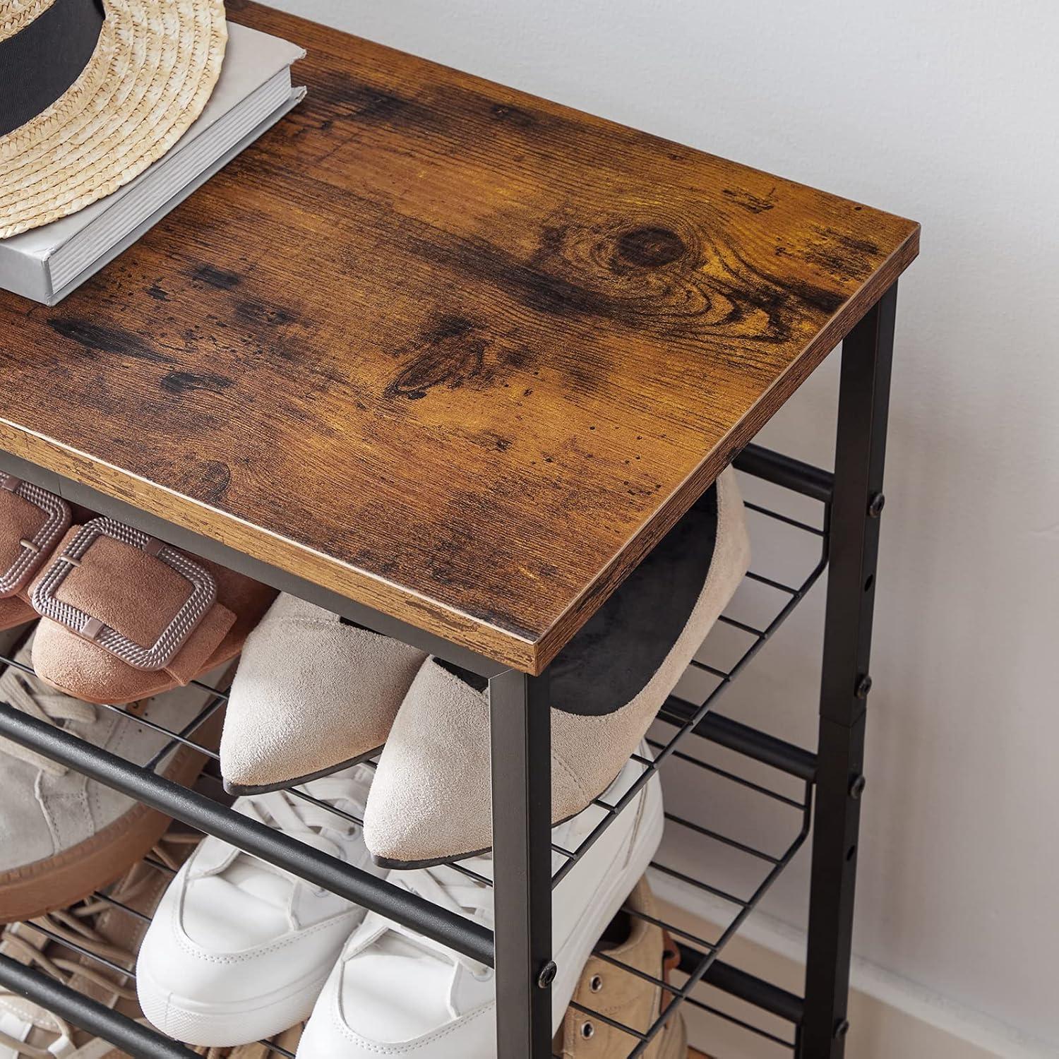 5-lagiges Schuhregal, verstellbare Schuhablage, für 12-16