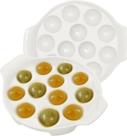 Keramik Schnecke Escargot Teller Set 12 Fächer Löcher für Haus