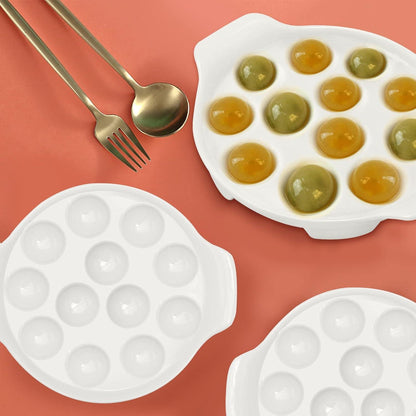 Keramik Schnecke Escargot Teller Set 12 Fächer Löcher für Haus