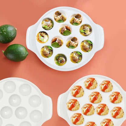 Keramik Escargot Teller Set 2er Dickes Geschirr 12 Fächer für Haus Restaurant