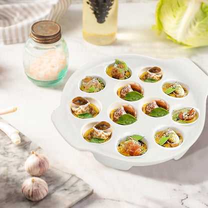 Keramik Escargot Teller Set 2er Dickes Geschirr 12 Fächer für Haus Restaurant