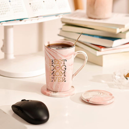 Beste Hundemutter-Tasse mit Geschenk-Set 420ML (rosa-beste