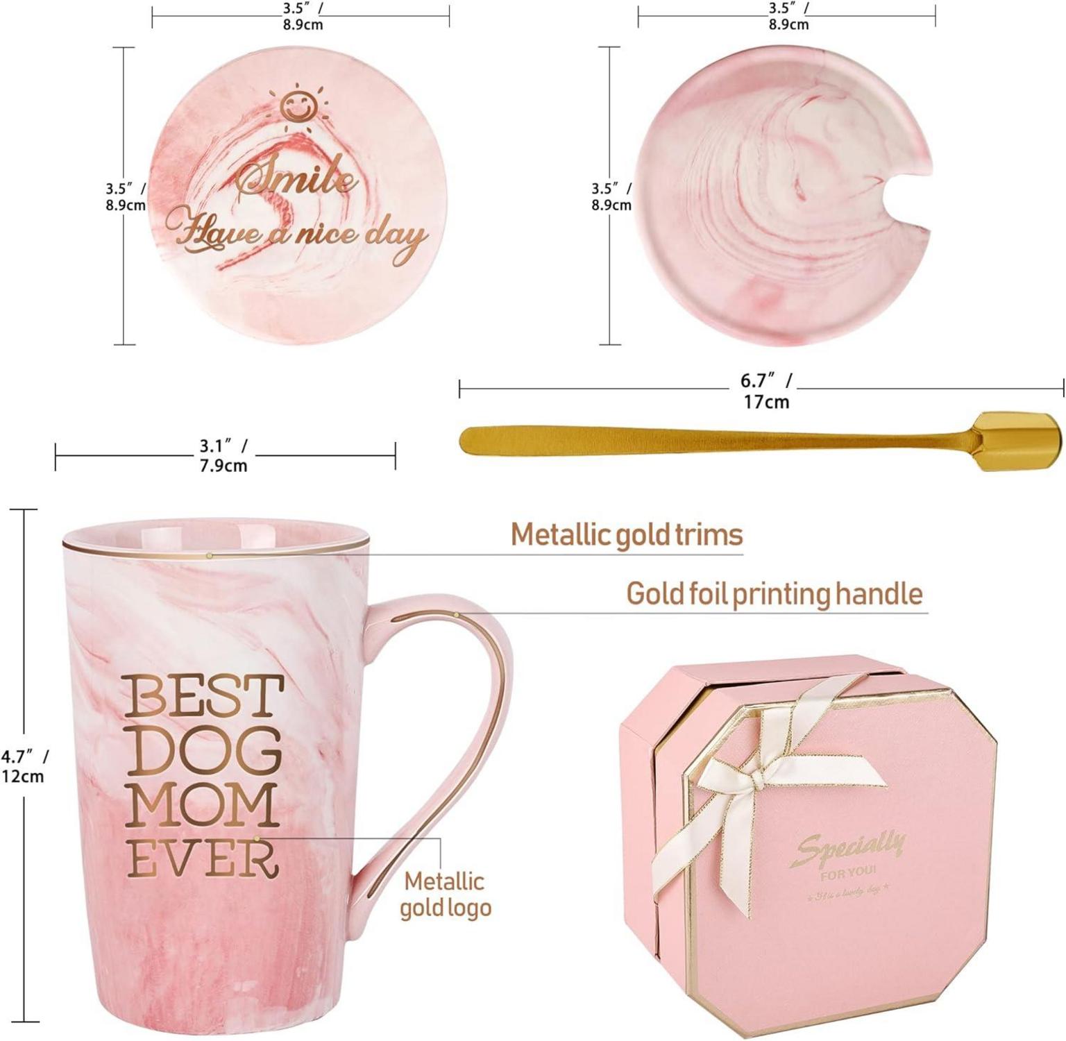 Beste Hundemutter Tasse Geschenk Set 420ml rosa Dog Mom Hundefreunde