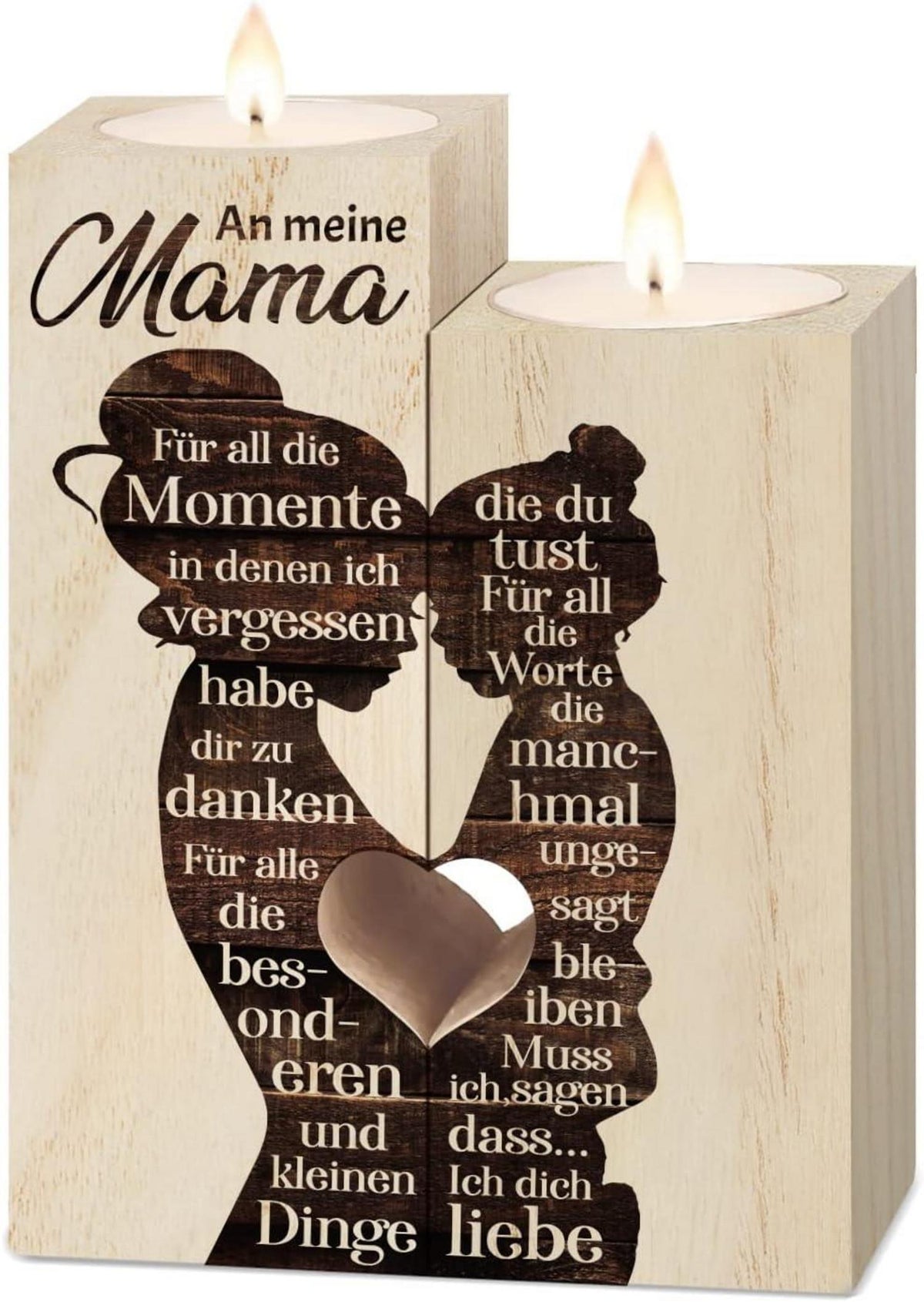 Personalisierter Holz Kerzenhalter Mutter Tochter Geschenk