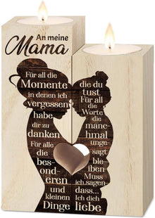 Personalisierter Holz Kerzenhalter Mutter Tochter Geschenk
