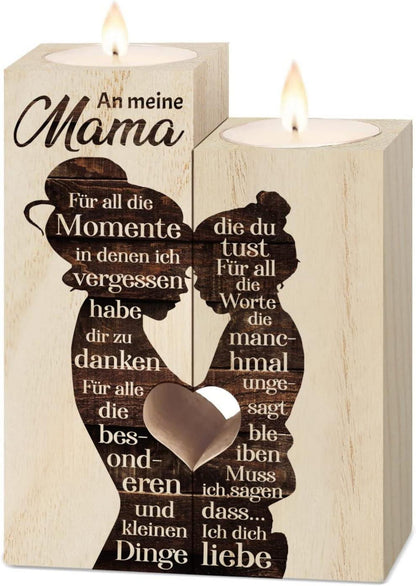 Personalisierter Holz Kerzenhalter Mutter Tochter Geschenk